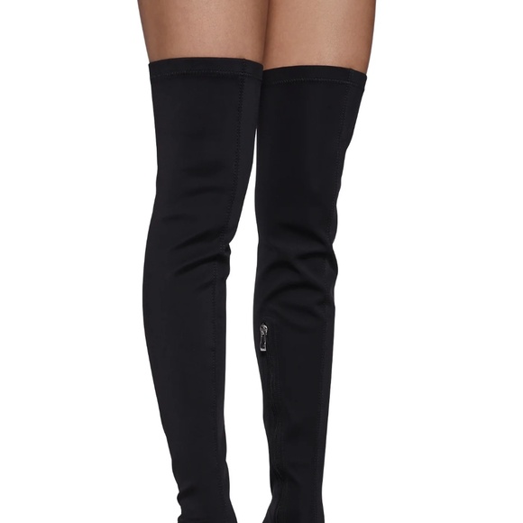 AZALEA WANG - BLACK THIGH HIGH BOOTS- SIZE 9/10 - Picture 4 of 9